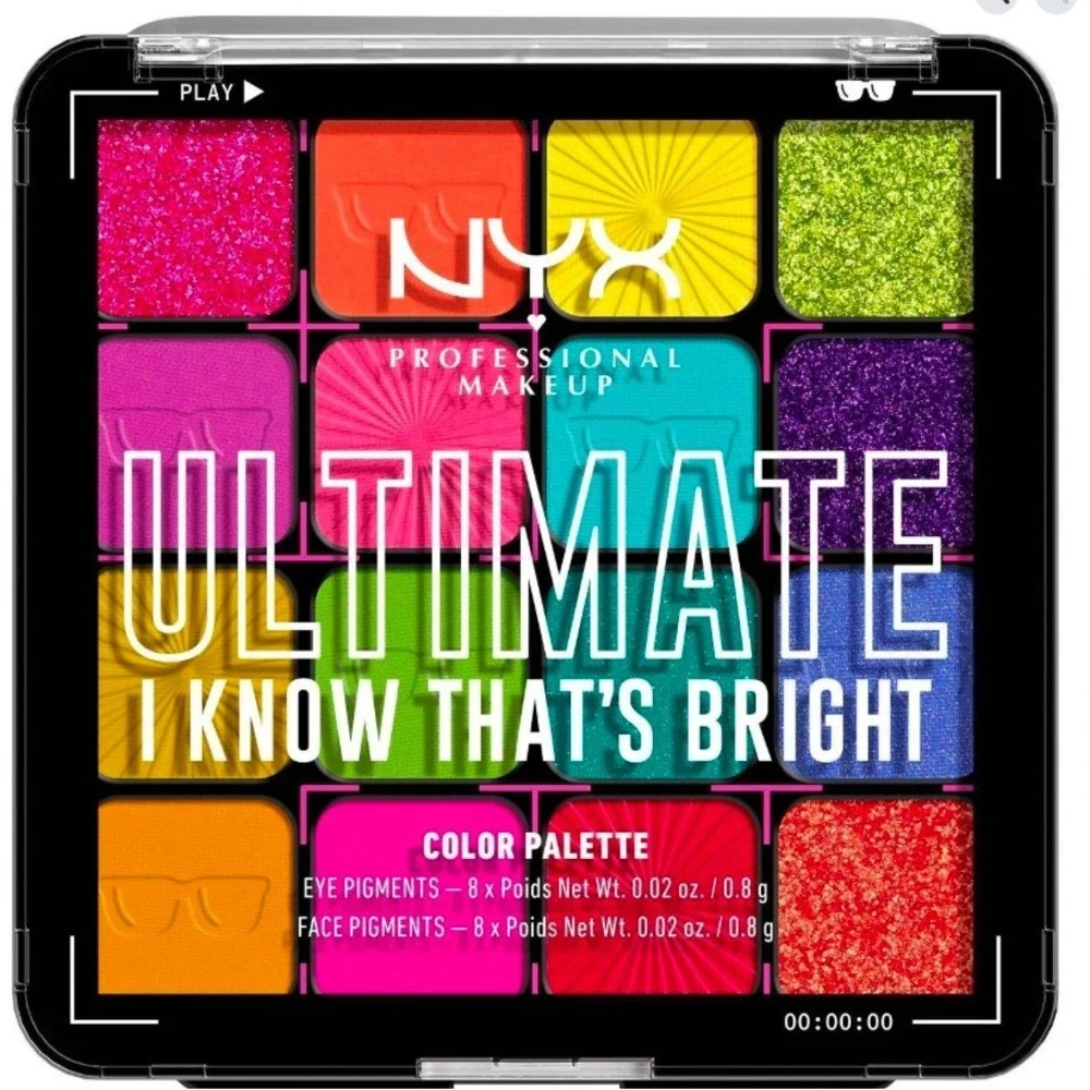 NYX Professional Makeup Ultimate I Know Thats Bright Eyeshadow Palette 16 Colors